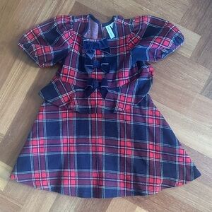 Janie and Jack Navy and Red Plaid Formal Dress